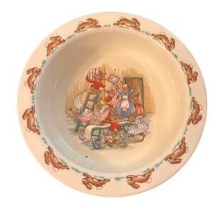 Vintage Royal Doulton Bunnykins Baby Porridge Bowl Hanging Wallpaper Naughty